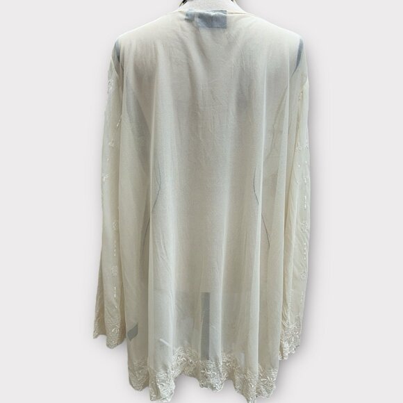 Avenue Womens 22/24 Romantic Sheer Chiffon Lace Floral Tunic Blouse Bell Sleeves - Picture 3 of 8